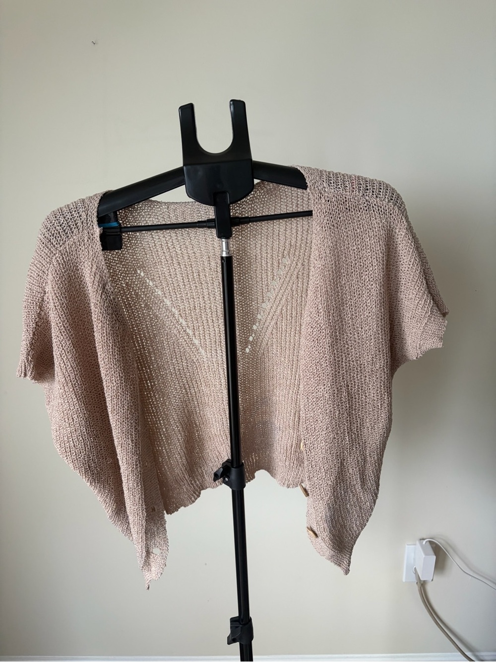 Sweet Rain Blush Pink Open Knit Cropped Cardigan M
